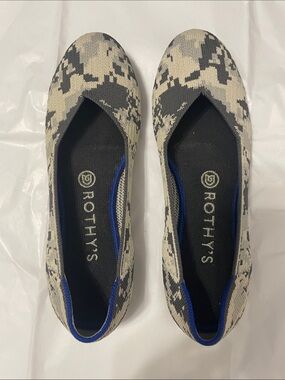 Rothy's Retired Ash Gray Camo Round Toe Ballet Flats